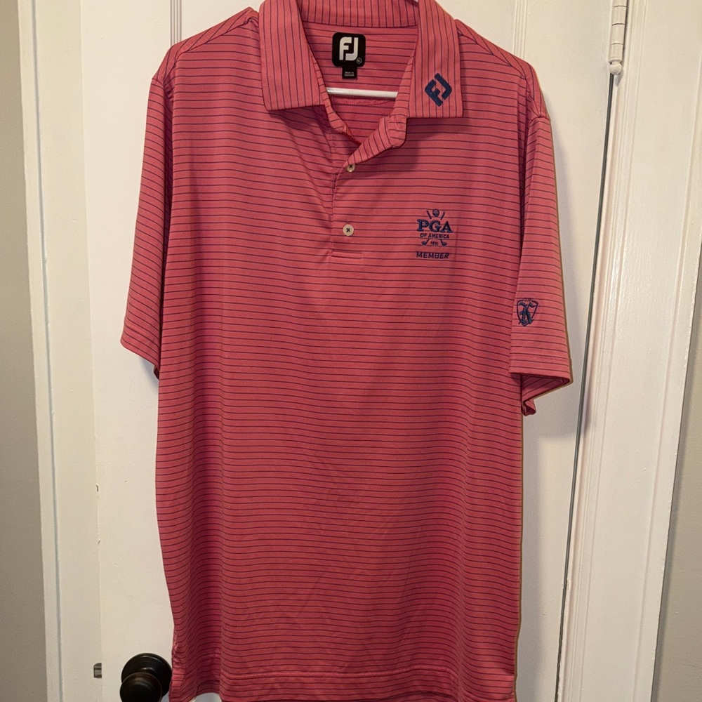 FootJoy Men's Pink Striped Polo Shirt